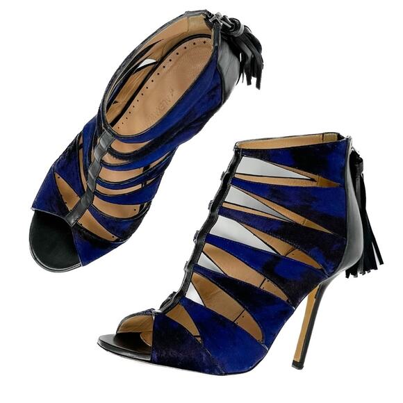 Alexa Wagner Heidi Pony Hair Cage Tassel Zip Stiletto Booties Sandals 37 / US 7 - Picture 16 of 16